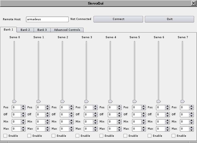 ServoGui Home Screen