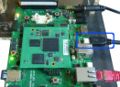 miniUSB cable connected on the APF51Dev development board